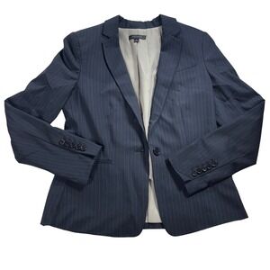 NWOT Ann Taylor‎ Womens Blazer Size 8 Black Pinstripe Single Button Lined Career